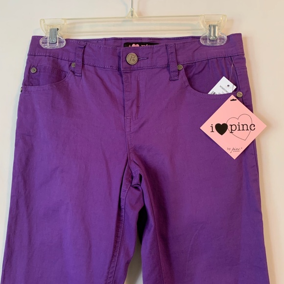 I Love Pink Girls Purple Stretch Pants Size 16 - Picture 2 of 8